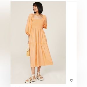 Louna Orange Midi Dress, Size XS